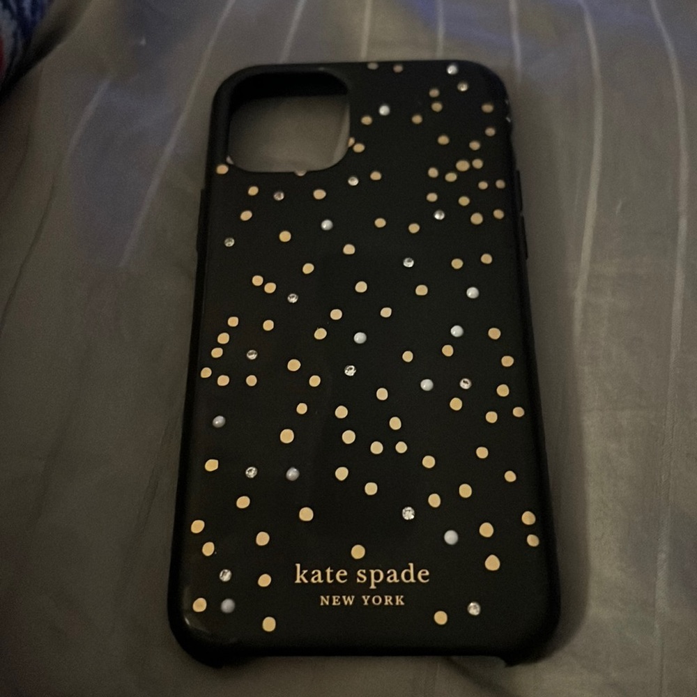 Kate Spade iPhone 11pro black, Pearl and rhinestone case